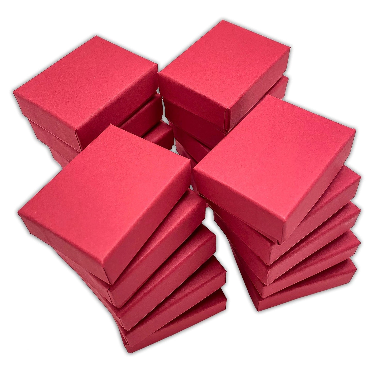 #10 - 1 7/8" x 1 1/4" x 5/8" Matte Red Cotton Filled Paper Box