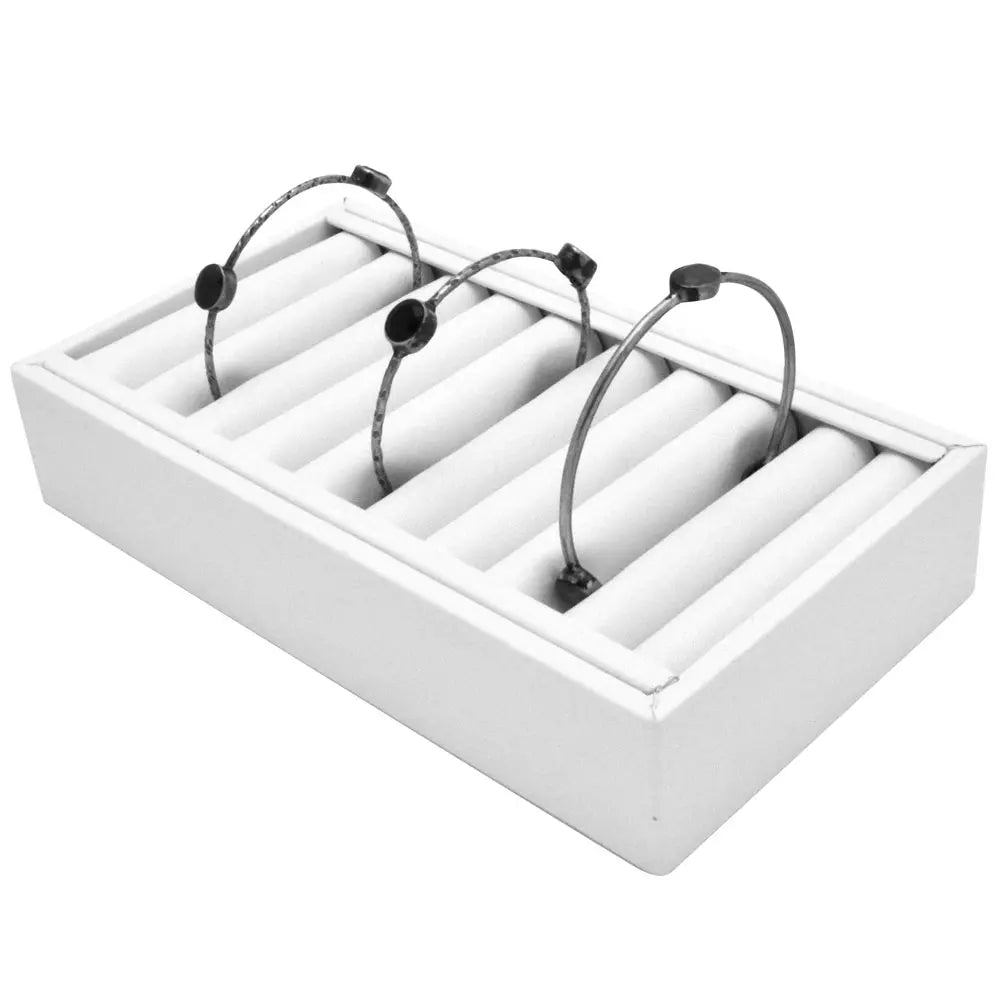 White Leatherette 9 Slot Jewelry Bangle Display Tray