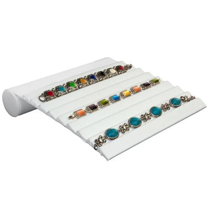 White Leatherette 8 Slot Jewelry Bracelet Ramp