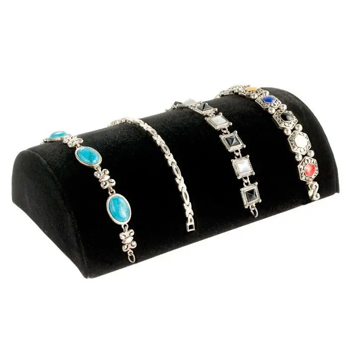 Black Velvet Half-Moon Jewelry Bracelet Display