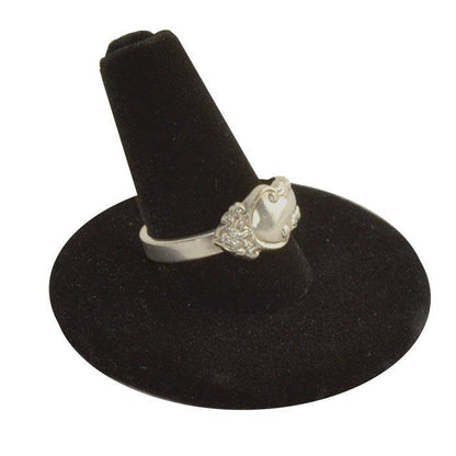 Black Velvet Single Finger Jewelry Ring Display, 1-1/4" Tall"