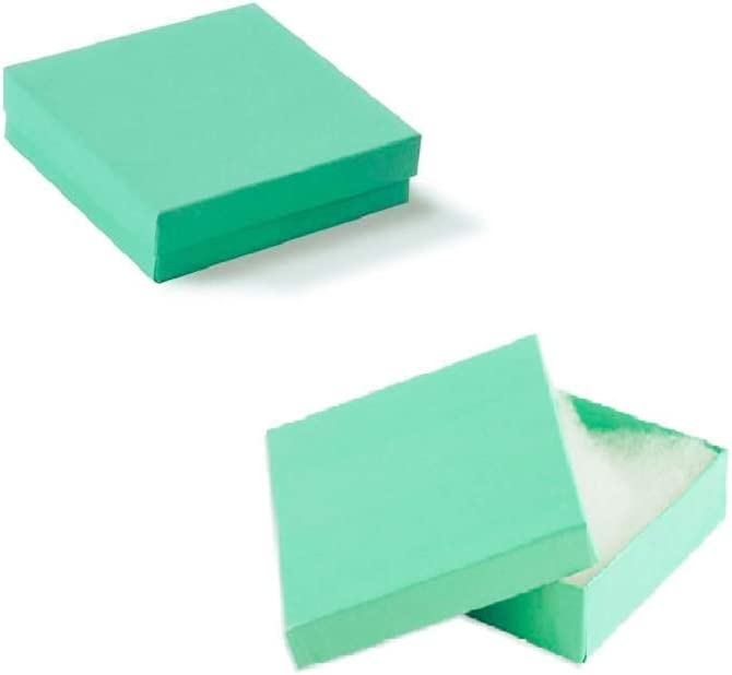 #33 - 3 1/2"Wx 3 1/2"D X 1"H Teal Cotton Filled Paper Box