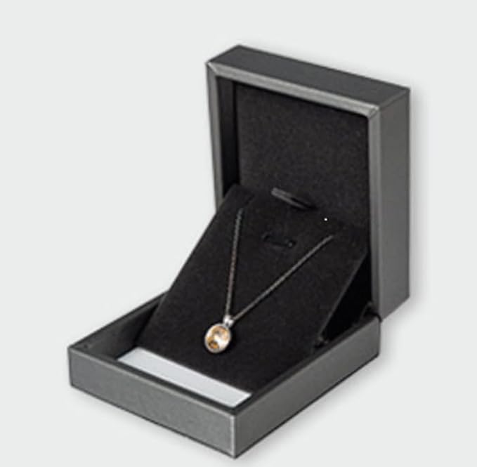 Luxury PU Leather Steel Grey Earring Pendant, Necklace Gift Box