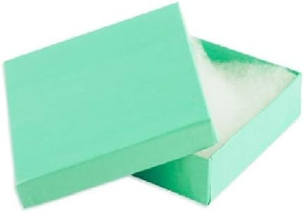 #33 - 3 1/2"Wx 3 1/2"D X 1"H Teal Cotton Filled Paper Box