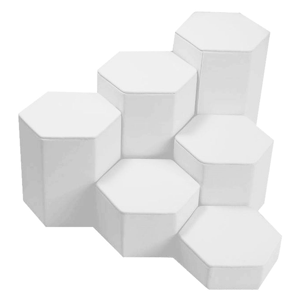 White Leatherette 6 Piece Display Shelf Riser Set