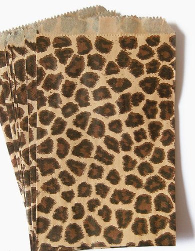 100 Leopard Print Flat Merchandise Paper Bags