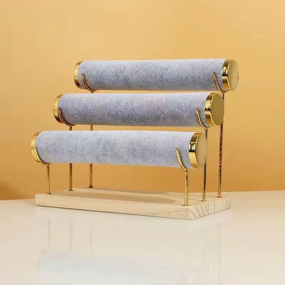 Luxury Detachable Three-Tier Jewelry Display Stand, Grey