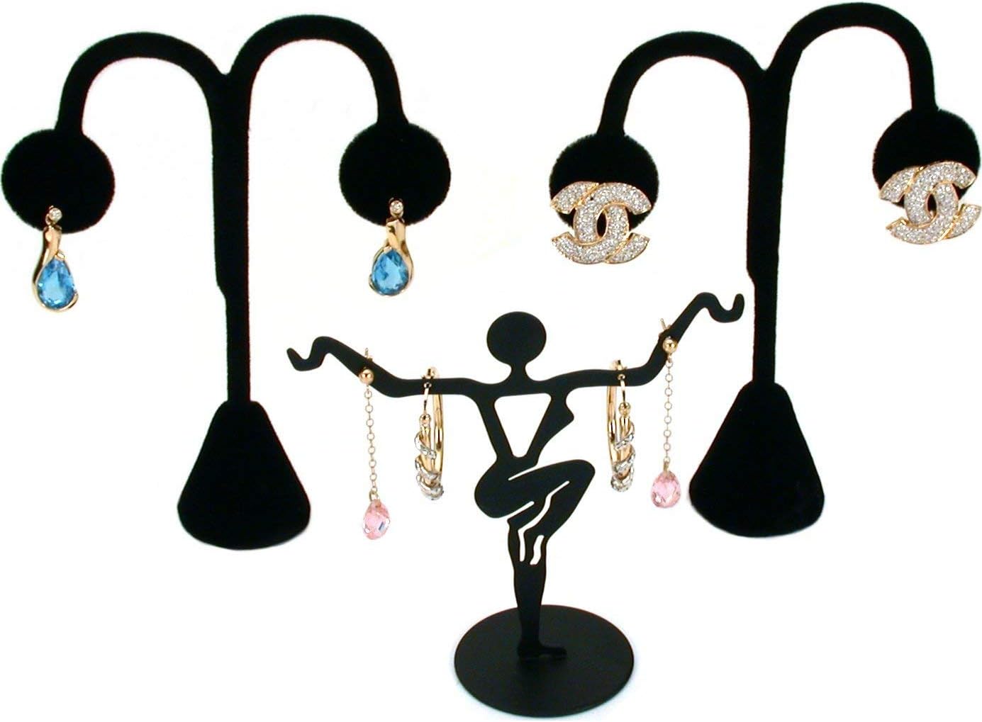 11 Piece Black Velvet Combination Bust Set for Necklace, Bracelet, Earring, Pendants and Ring