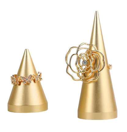 Luxury Gold Metal Cone Shape Ring Display for Tabletop & Showcase-Small