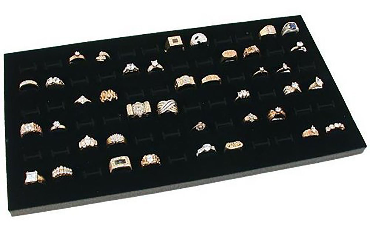 Black Foam 72 Slot Jewelry Ring Tray Liner Insert