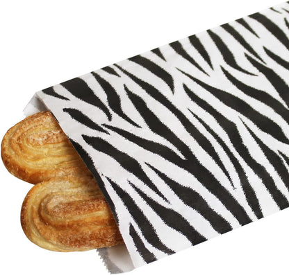 100 Zebra Print Flat Merchandise Paper Bags