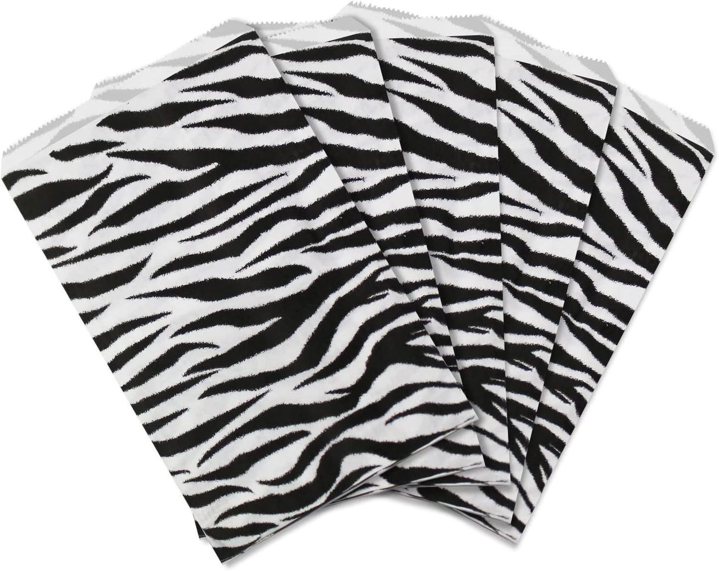 100 Zebra Print Flat Merchandise Paper Bags