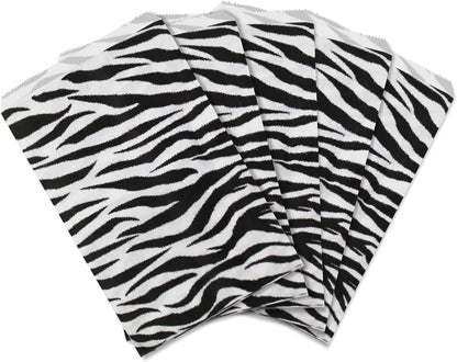 100 Zebra Print Flat Merchandise Paper Bags