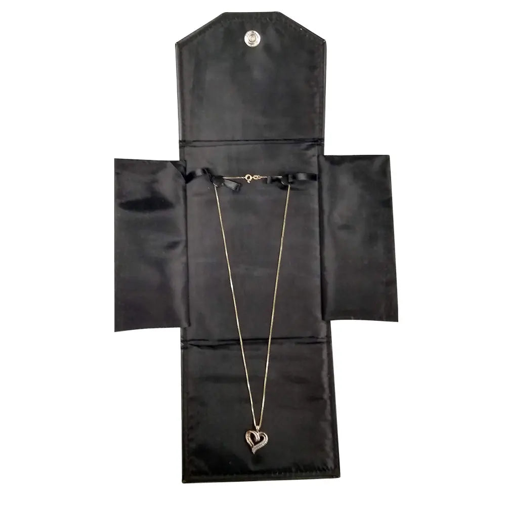 Large Black Leatherette Jewelry Necklace Presentation Folder 6 W" X 8 1/4 H"