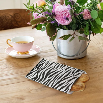 100 Zebra Print Flat Merchandise Paper Bags