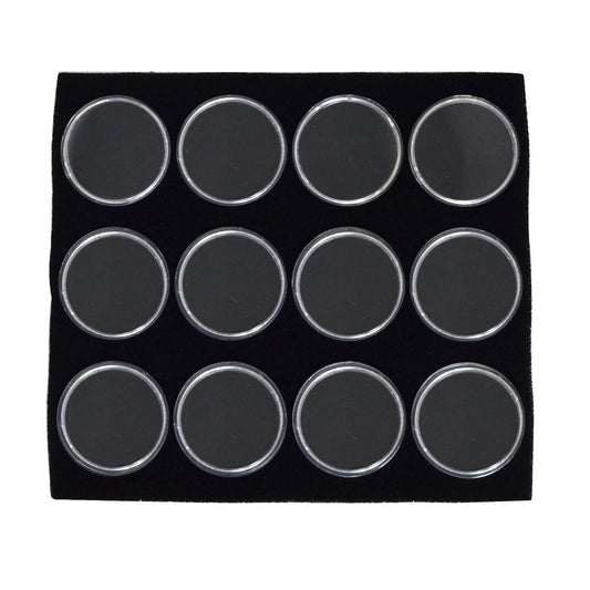Half Black Foam 12 Acrylic Jar Gemstone Tray Liner