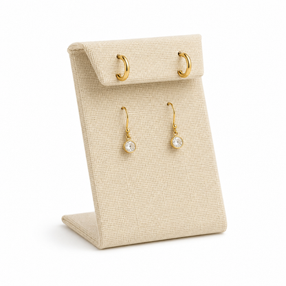 Beige Linen Jewelry Earring Display Stand