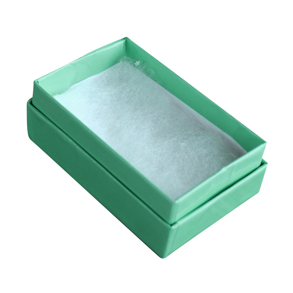 #21 - 2 5/8W"x 1 1/2"D x 1" H Teal Green Cotton Filled Paper Box