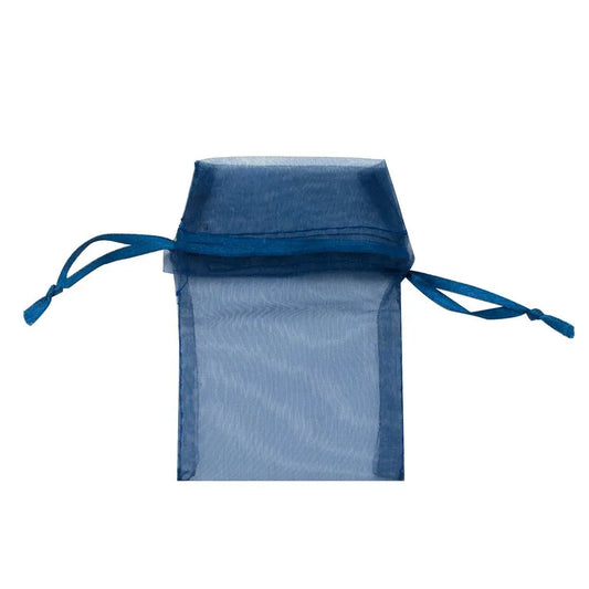 Navy Blue Organza Drawstring Gift Pouches, 2" x 3-1/4"- Pack of 12