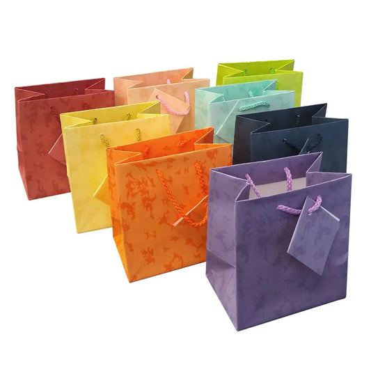 Assorted Color Paper Tote Gift Shopping Bags, 4" x 2-3/4" x 4-1/2" Pack of 10