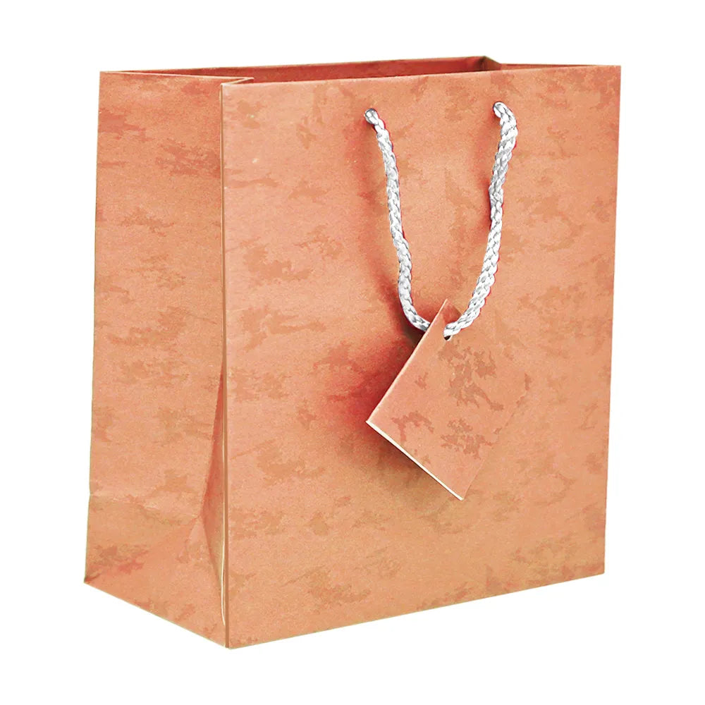 Pink Paper Tote Gift Shopping Bags, 4" x 2-3/4" x 4-1/2"Pack of 10