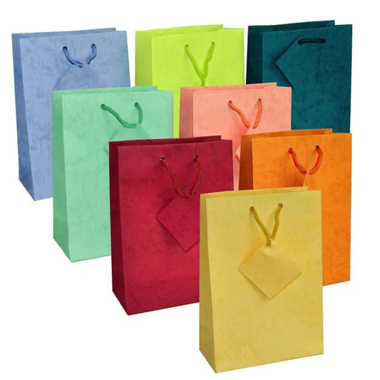 Assorted Color Paper Tote Gift Shopping Bags, 4-3/4" x 2-1/2" x 6-3/4" Pack of 10