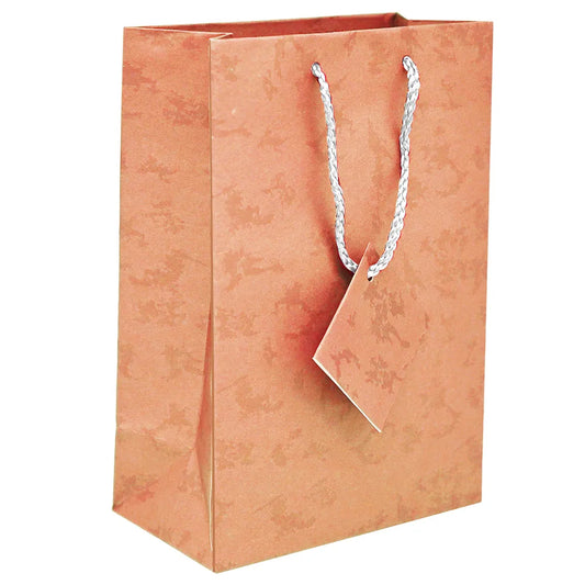 Pink Paper Tote Gift Shopping Bags, 4-3/4" x 2-1/2" x 6-3/4" Pack of 10