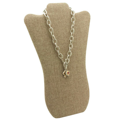 Brown Burlap Curved Jewelry Necklace Display Easel, 14" Tall