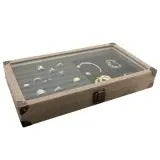 Beige Linen Jewelry Tray with Glass Lid