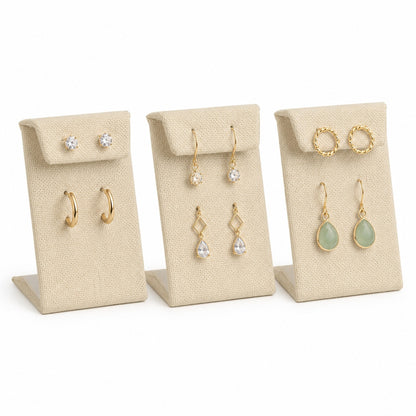 Beige Linen Jewelry Earring Display Stand