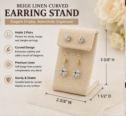 Beige Linen Jewelry Earring Display Stand