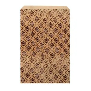 Brown Damask Print Gift Shopping Bags, 100 Per Pack, 4" x 6"