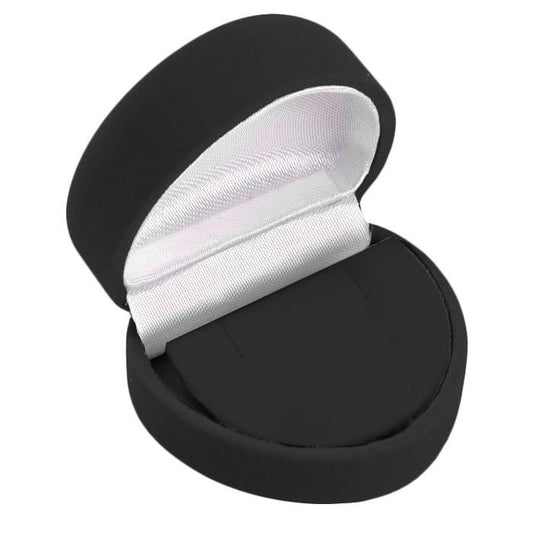 Small Black Heart Shaped Flocked Velour Earring Gift Box