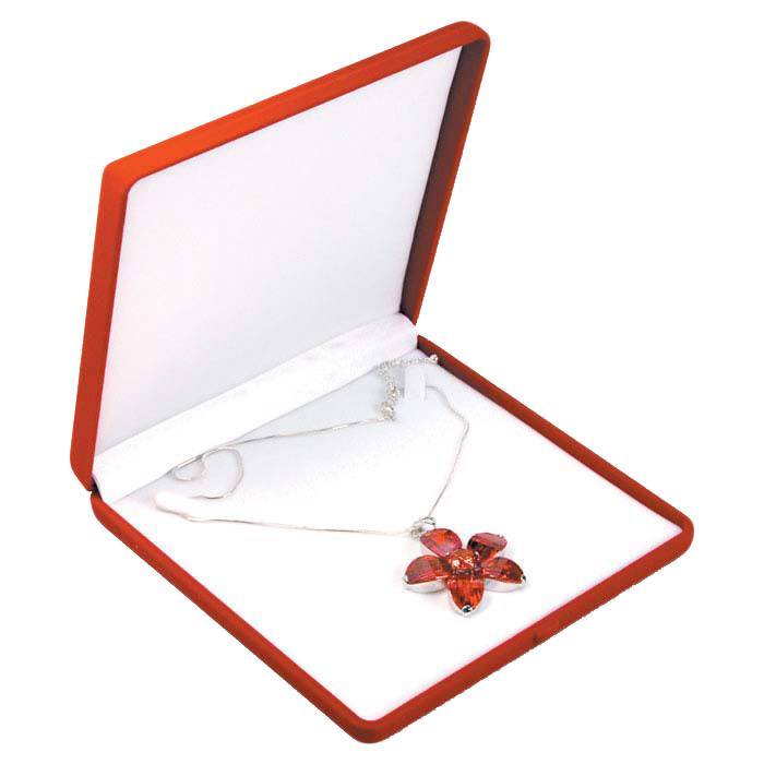 Red Flocked Velour Necklace Box