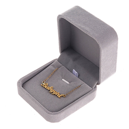 Grey Velvet Pendant Earring Necklace Jewelry Box
