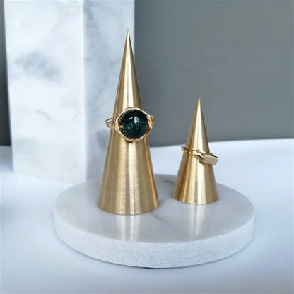 Luxury Gold Metal Cone Shape Ring Display for Tabletop & Showcase-Small