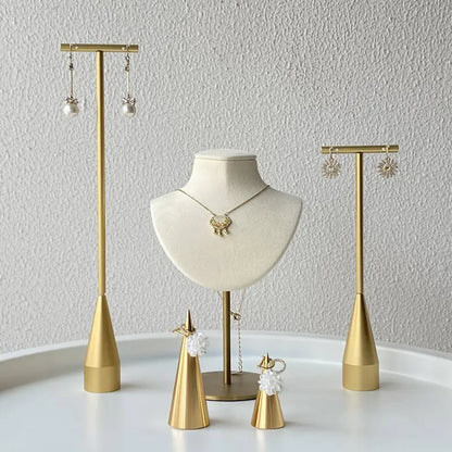 Luxury Gold Metal T-Bar Water Drop Gold Earring Display Stand Size- 8" High