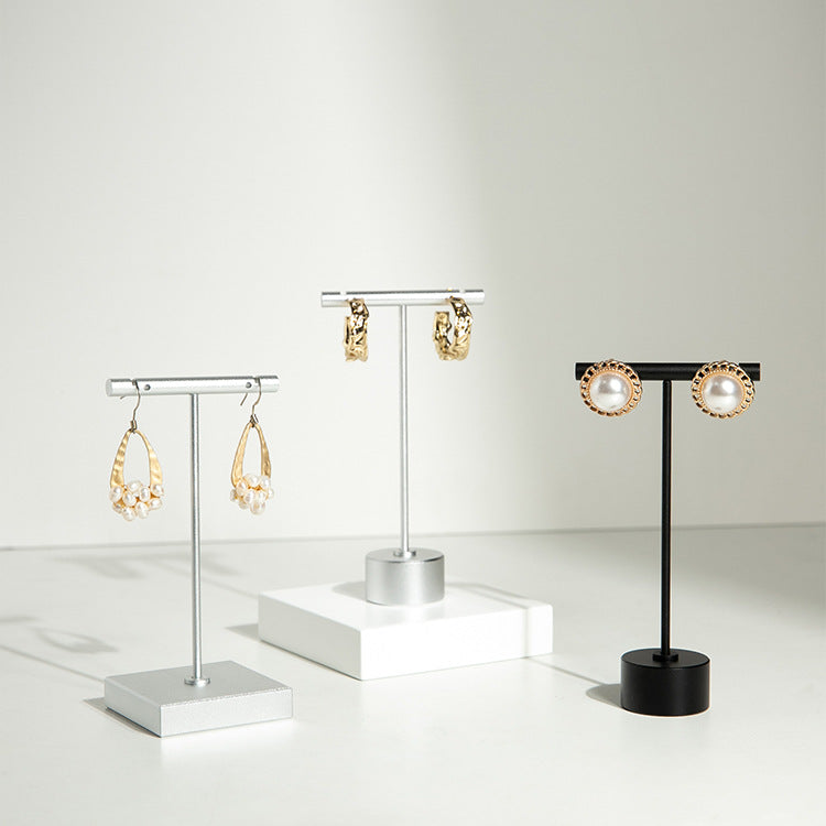 Luxurious Metal Black Jewelry Display Stands: Elegant Small T-Bar Earring Holders