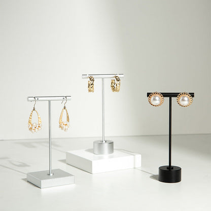 Luxurious Metal Black Jewelry Display Stands: Elegant Small T-Bar Earring Holders