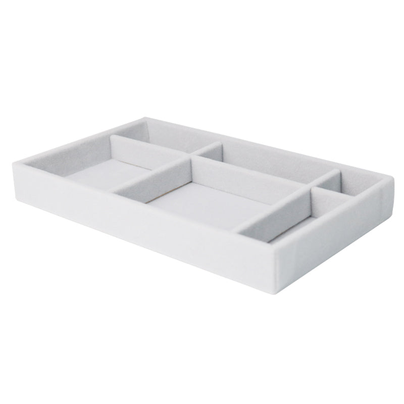 Gray Velvet Jewelry Storage 6 Slot Tray: Elegant Organizer for Necklaces, Rings, and Bracelets