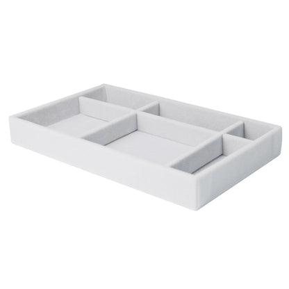Gray Velvet Jewelry Storage 6 Slot Tray: Elegant Organizer for Necklaces, Rings, and Bracelets