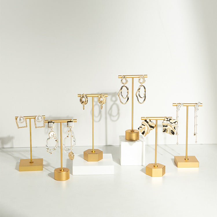 Luxurious Metal Jewelry Display Stands: Elegant Large Hexagon T-Bar Earring Holders