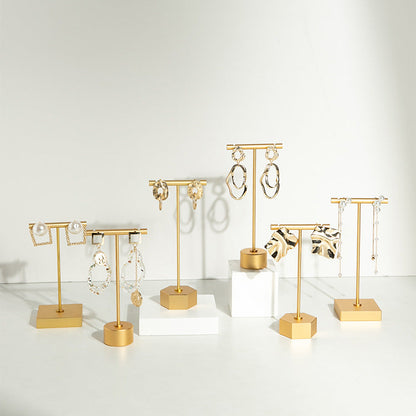 Luxurious Metal Jewelry Display Stands: Elegant Large Hexagon T-Bar Earring Holders