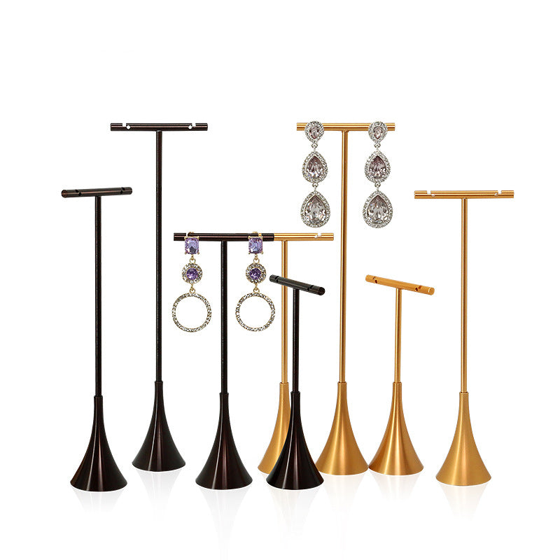 Tall Luxury Gold T-Bar Jewelry Display Stands