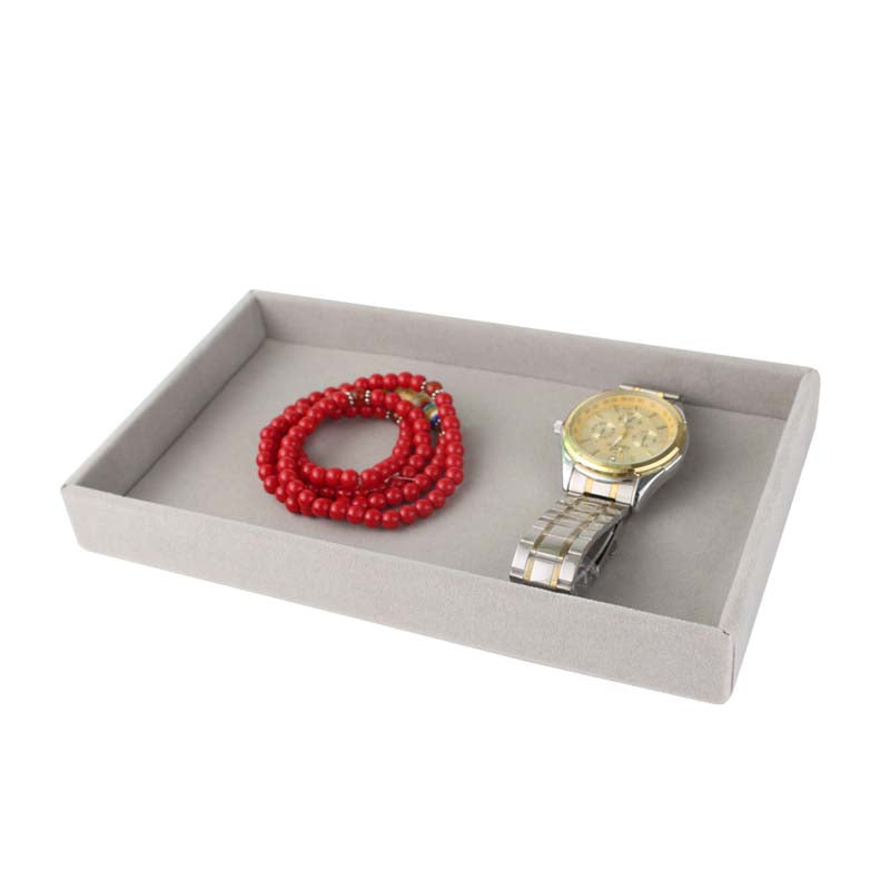 Gray Velvet Jewelry Storage Tray: Elegant Organizer for Necklaces, Rings, and Bracelets