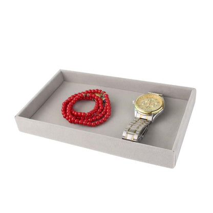 Gray Velvet Jewelry Storage Tray: Elegant Organizer for Necklaces, Rings, and Bracelets