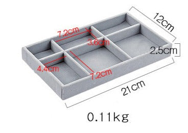 Gray Velvet Jewelry Storage 6 Slot Tray: Elegant Organizer for Necklaces, Rings, and Bracelets