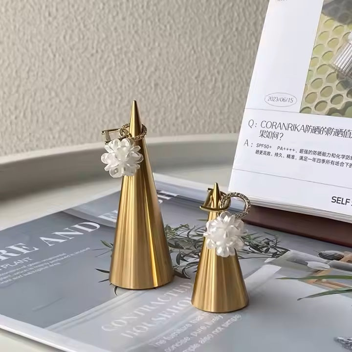 Luxury Gold Metal Cone Shape Ring Display for Tabletop & Showcase-Small