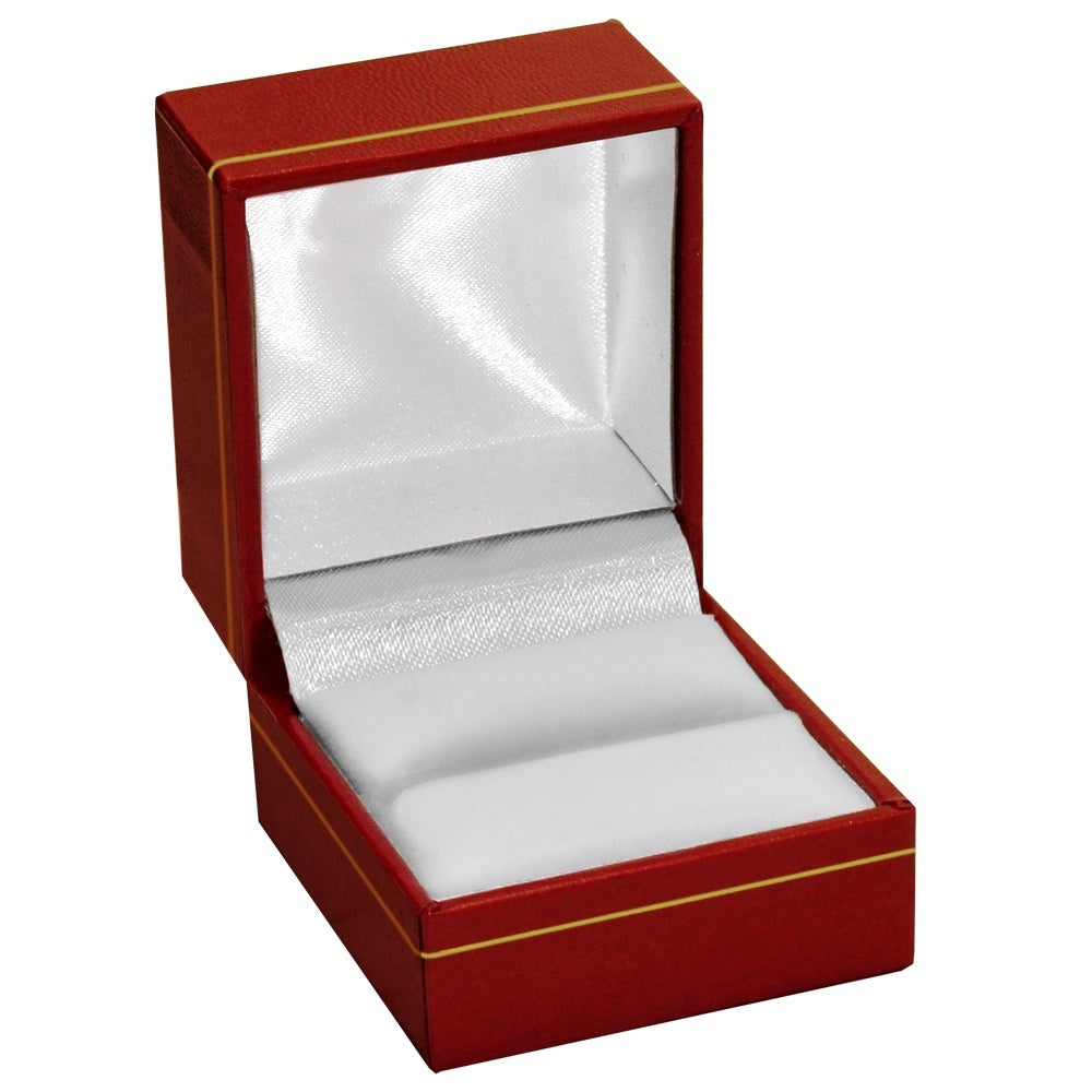 Red Leatherette, Gold Trim Jewelry Ring Box