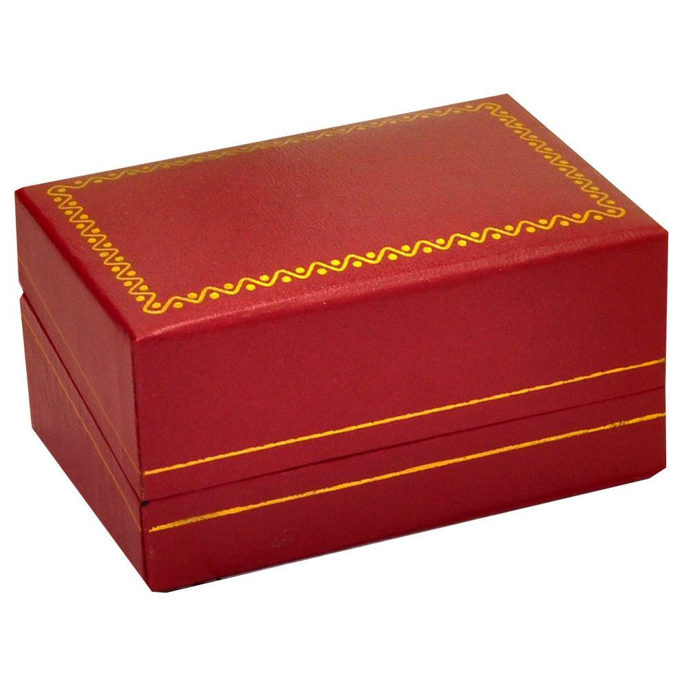 Red Leatherette, Gold Trim, Dual Jewelry Ring Box